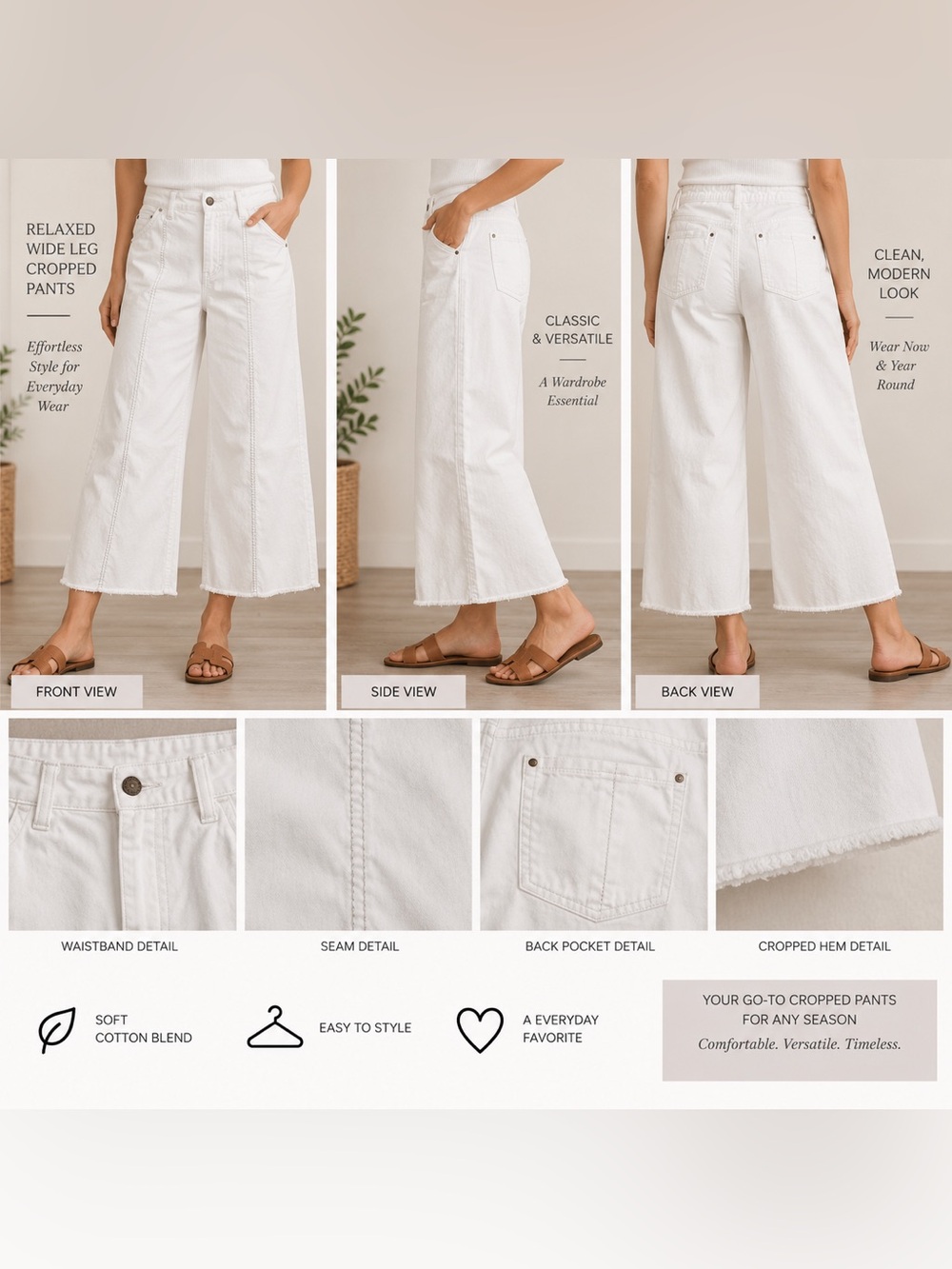 Pilcro and the Letterpress White Cropped Wide Leg Jeans Size 31